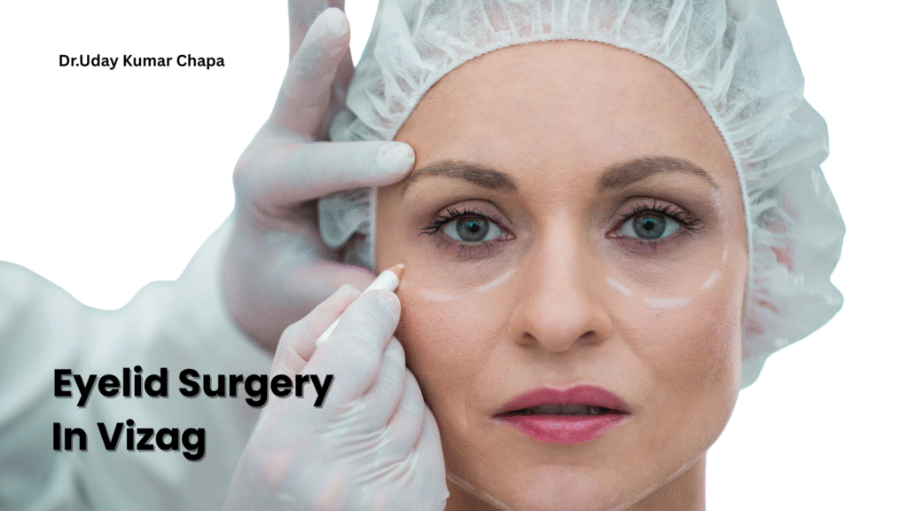 Before and after eyelid surgery performed by Dr. Uday Kumar Chapa in Visakhapatnam